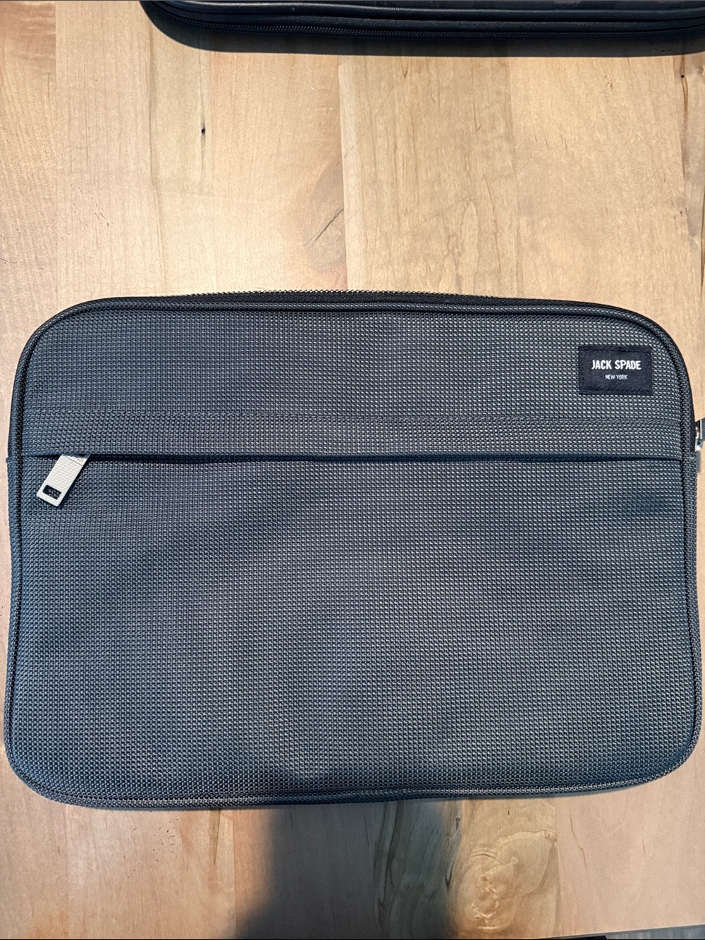 Jack Spade Gray Slim Laptop Sleeve with Front Zip Pocket